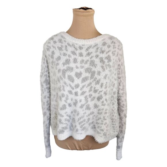 Bella Dahl Light White and Grey Leopard Print Sweater Sz S - Picture 2 of 11